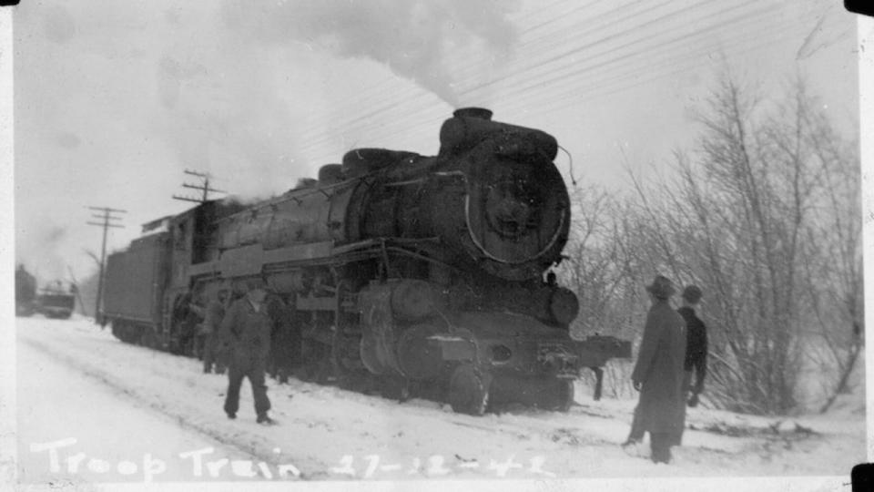 This photo shows the metal train that was carrying the soldiers on their way to Halifax. Bramburger says the troop train crashed into the back of a passenger train with wooden coaches.