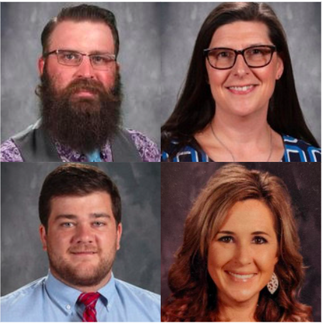 Four teachers were honored as Touchdowns for Teachers recipients by the Denver Broncos and Delta Dental of Colorado: clockwise from top left: Ethan Beeman, Katherine Dodge, Stacie Snell and Connor Pigg.