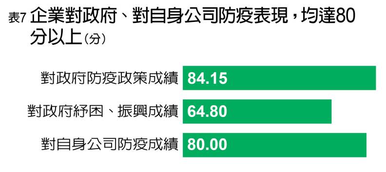 企業對政府及自身防疫成績評比。