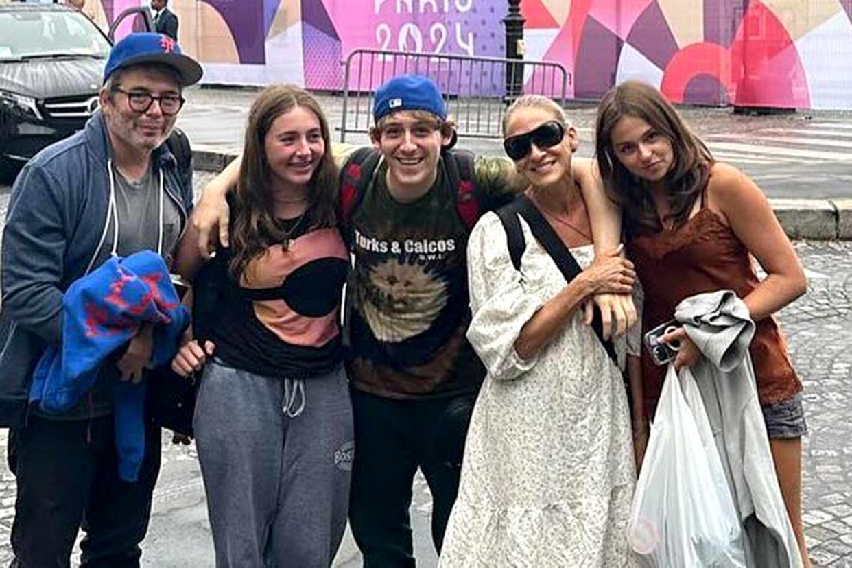 <p>James Wilkie Broderick/Instagram</p> Sarah Jessica Parker and Matthew Broderick with their kids in Paris for the Olympics.