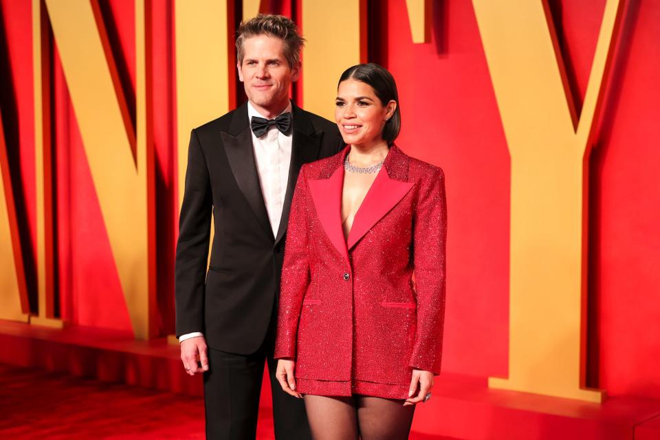 America Ferrera and her husband Ryan Piers Williams at the 2024 Vanity Fair Oscar Party