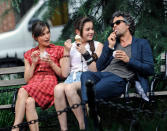 Keira Knightley, Hailee Steinfeld and Mark Ruffalo on location for "Can A Song Save Your Life?" on the Streets of Manhattan on July 18, 2012 in New York City.