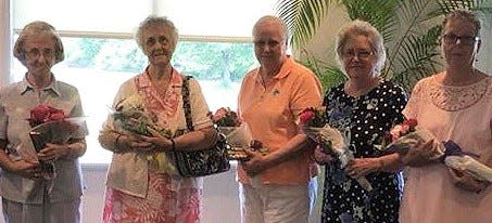 Winter Haven Hospital Auxiliary officers are Anna Kauffman, president; Nancy Coss, corresponding secretary; Nancy Schaper, treasurer; Cindy Barber, Vvce president; Arletta Oriani, historian.