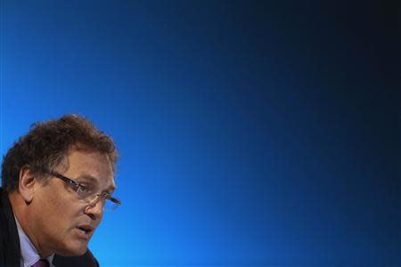 FIFA Secretary General Jerome Valcke talks during a news conference at the Maracana stadium in Rio de Janeiro March 27, 2014. REUTERS/Ricardo Moraes