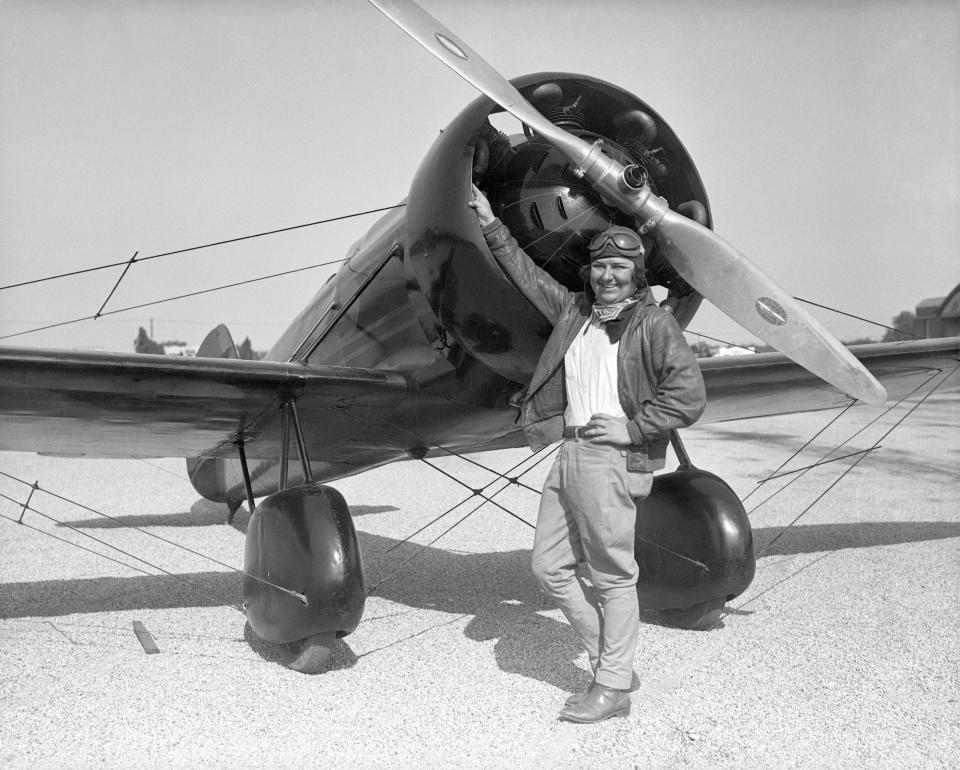 Florence Lowe "Pancho" Barnes tests&nbsp;a new monoplane in which she hopes to establish a new speed record for women on July 2, 1930.