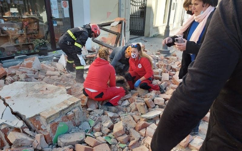 Local Red Cross workers in Petrinja, Croatia - @IFRC_Europe