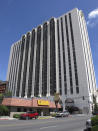 This photo taken Thursday, Aug. 22, 2019 shows the Circus Circus casino hotel tower in downtown Reno, Nev., where about 1,300 University of Nevada, Reno students are living this year after a gas explosion in July shut down two major dorms. The non-gambling, non-smoking building leased to the university for $21.7 million has been converted into Wolf Pack Hall exclusively for students through the 2019-2020 school year. (AP Photo/Scott Sonner)
