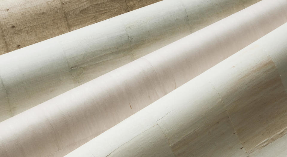 Meticulously hand-placed sano panels in organically tonal palettes create the textural, suede-soft surface feel of Hartmann&Forbes’s artisan-crafted Aleutian wallcovering