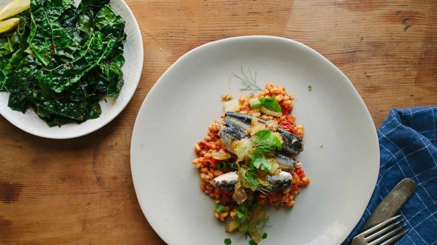 Tomato Farrotto With Sardines from Bon Appétit