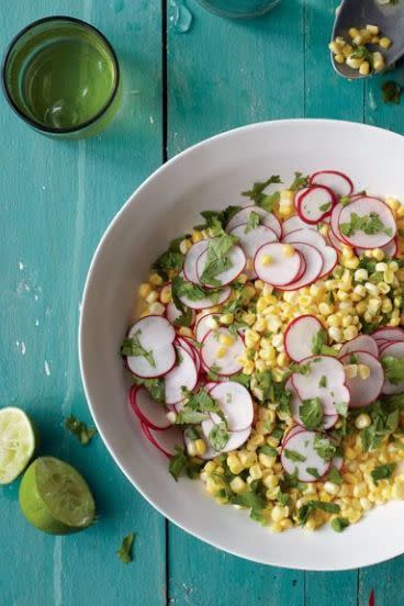 <p>This corn salad comes together in three minutes flat, no cooking required.</p><p>Get the <a href="https://www.delish.com/uk/cooking/recipes/a28840789/corn-salad-radishes-jalapeno-lime-recipe/" rel="nofollow noopener" target="_blank" data-ylk="slk:Sweetcorn Salad with Radishes, Jalapeño, and Lime;elm:context_link;itc:0;sec:content-canvas" class="link ">Sweetcorn Salad with Radishes, Jalapeño, and Lime</a> recipe.</p>