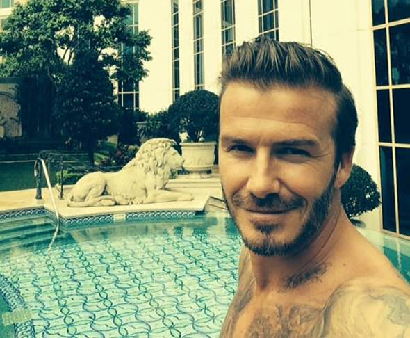 david beckham topless photo in swimming pool, hotel macau