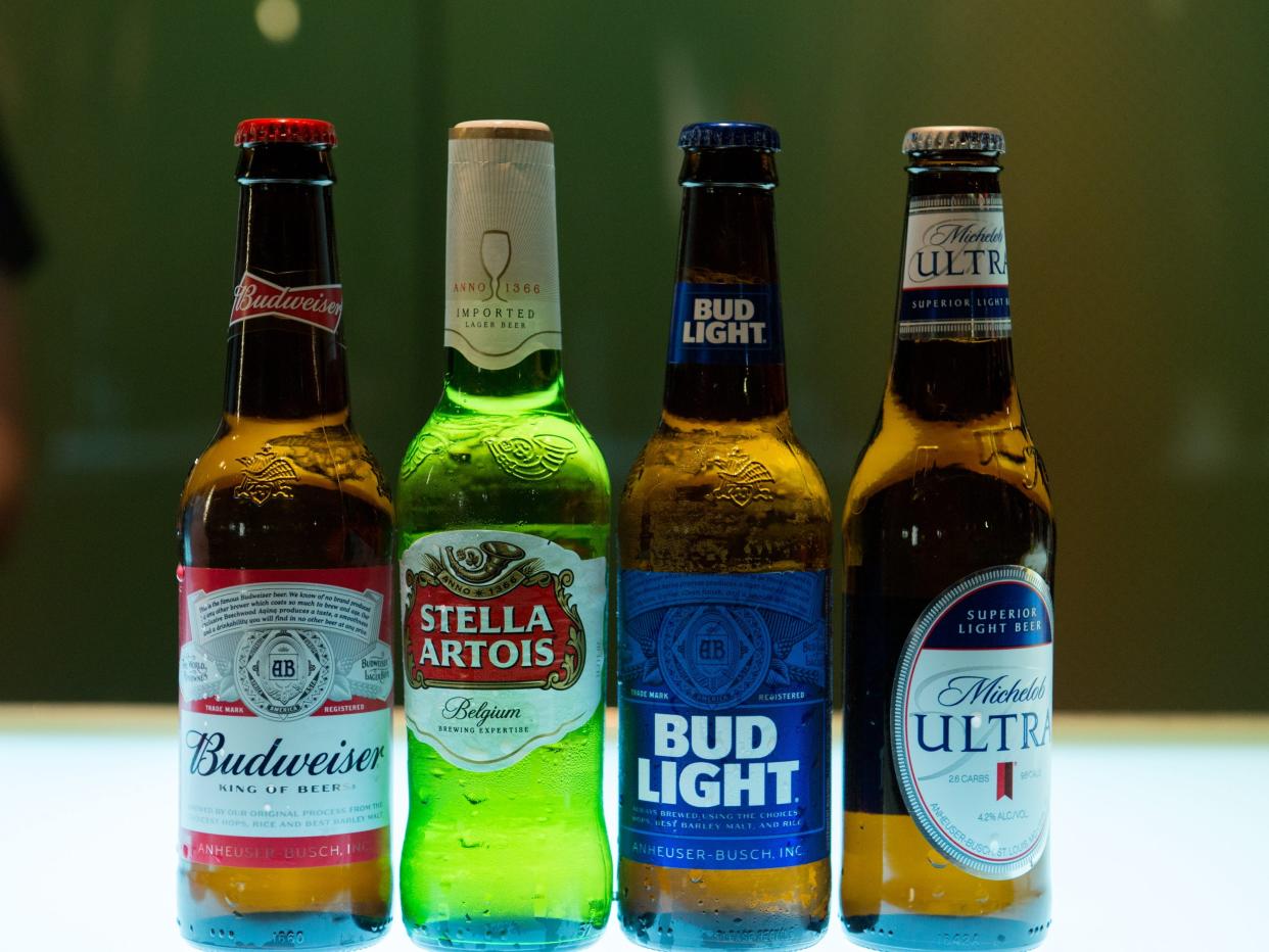 Different brands of beer.