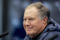 New England Patriots headcoach Bill Belichick attends a press conference in Frankfurt, Germany, Friday, Nov. 10, 2023. The New England Patriots will play against the Indiana Colts in a NFL game on Sunday. (AP Photo/Michael Probst)