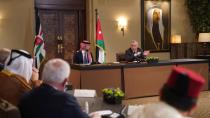 Jordan's King Abdullah II meets with members of the Arab ministerial committee in Amman