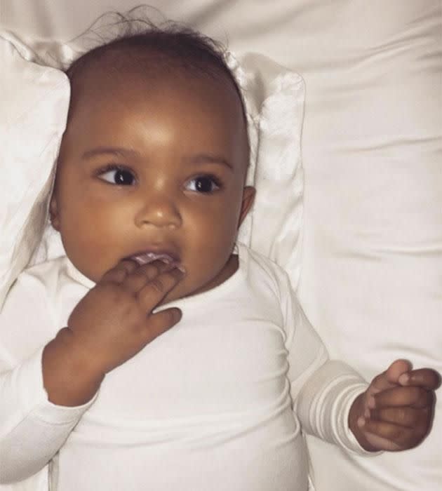 Saint West in white. Source: Instagram