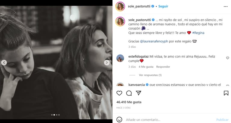 Soledad compartió una foto junto a su hija Regina