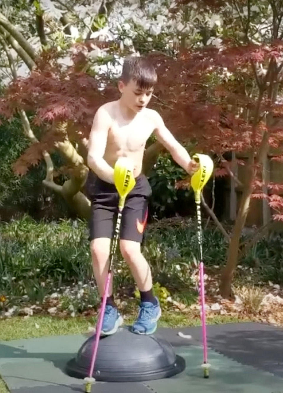 Eddie 'The Eagle' Edwards has backed schoolboy skiing ace George Brown in his bid for future Winter Olympic glory. The 13-year-old is the country’s top under-14 ski-racer who also competes on indoor dry slopes and slalom races across Europe. George and his dad Stuart, 46, have turned the garden of their home in Moseley, Birmingham, into a mini snow slope complete with jump off the back steps. His dedication to skiing has been noticed by legendary ski-jumper Eddie ‘The Eagle’ Edwards who is throwing his weight behind the youngster.