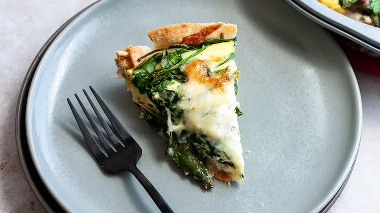 Spinach quiche slice