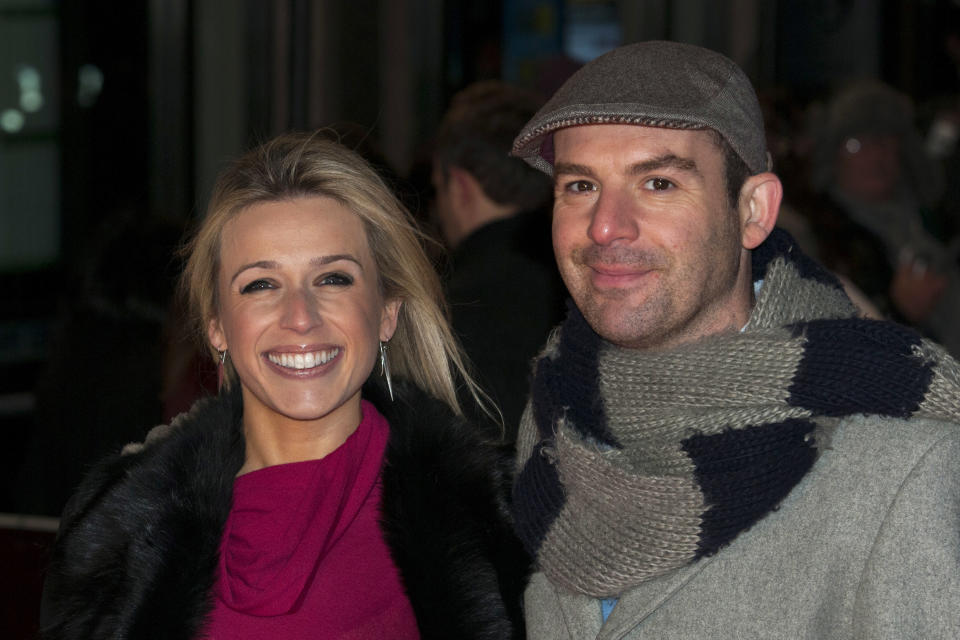 LONDON, UNITED KINGDOM - FEBRUARY 20: Lara Lewington and Martin Lewis attends the UK Premiere of 'Arbitrage' at Odeon West End on February 20, 2013 in London, England. (Photo by Simon Burchell/Getty Images)