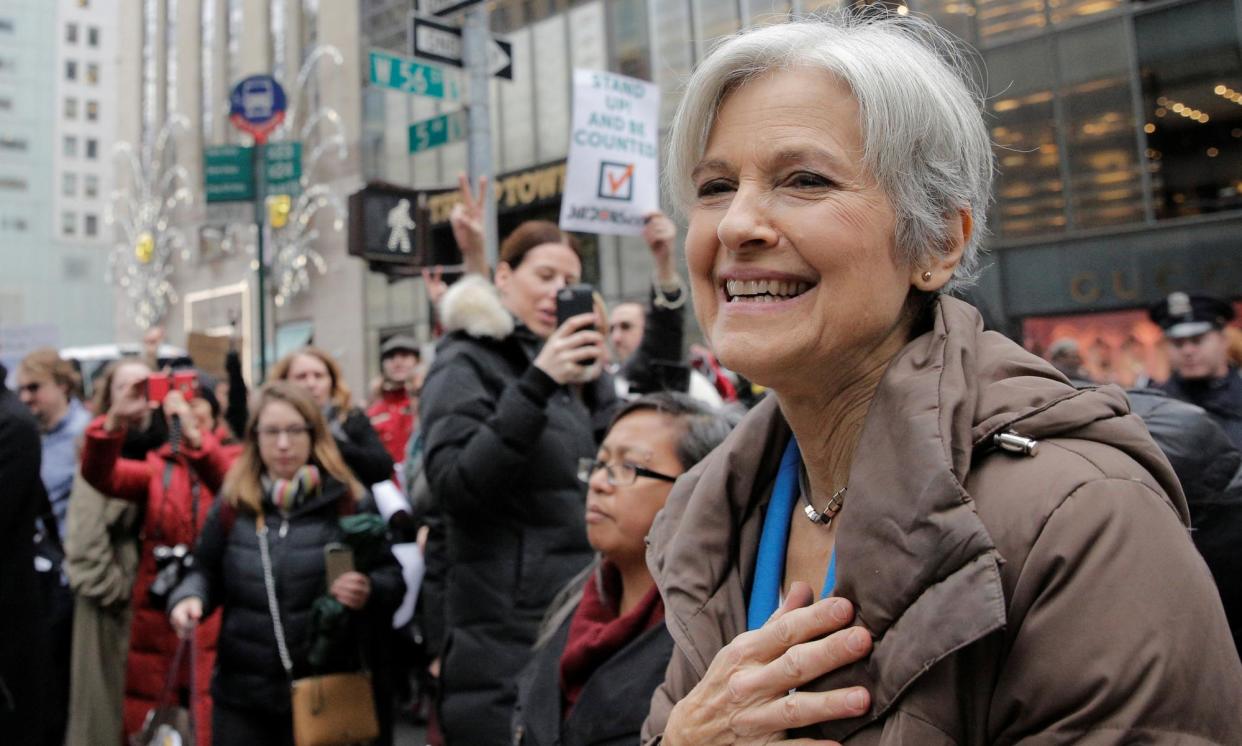 <span>Jill Stein, the Green party presidential nominee, speaks during a news conference in New York City in 2016.</span><span>Photograph: Brendan McDermid/Reuters</span>