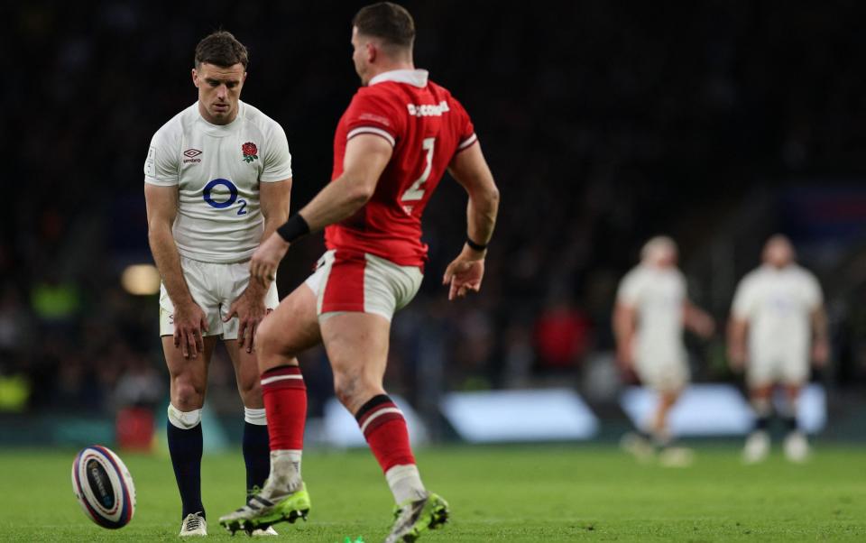 Elliot Lee kicks the ball away from George Ford/George Ford on conversion controversy: ‘Kickers will have to stand like statues – it doesn’t make sense’