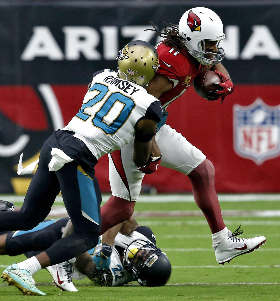 One wideout managed to keep Jalen Ramsey quiet on game day: Arizona's Larry Fitzgerald. (AP)