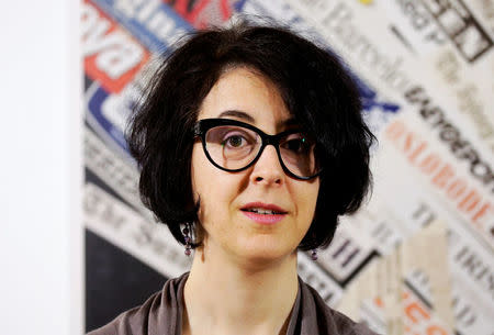 Violeta Moreno-Lax of the Global Legal Action Network looks on during a news conference at the Foreign Press association in Rome, Italy, May 8, 2018. REUTERS/Max Rossi