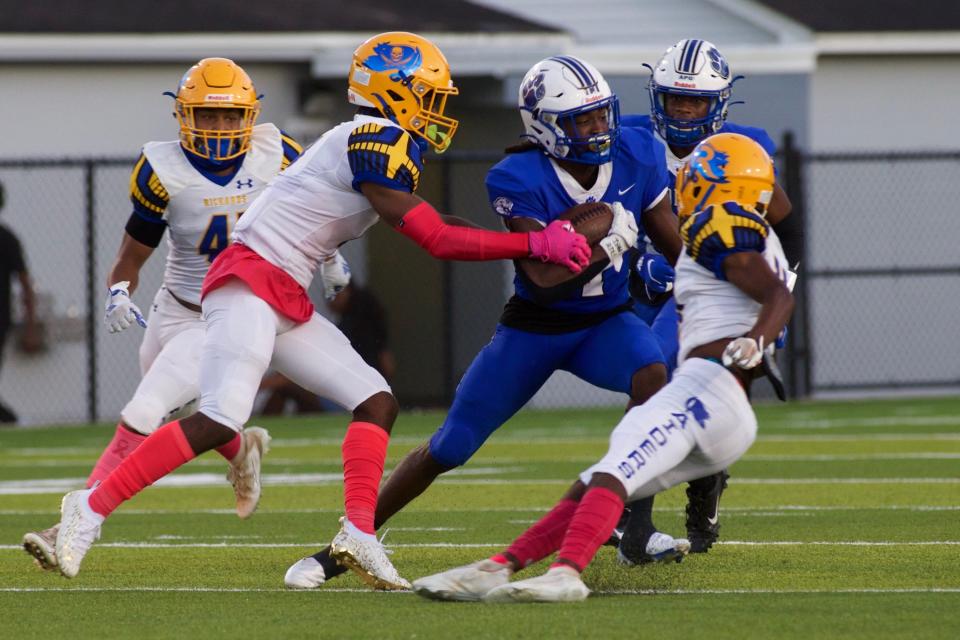 Rickards defeated rival Godby, 21-16, on Oct. 8, 2021 at Gene Cox Stadium. Rickards improved to 5-1 while Godby fell to 0-8.