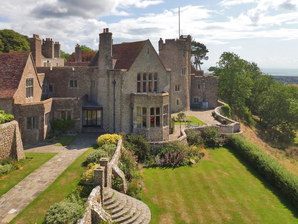 A closer view of Lympne Castle and it's surrounding gardens.