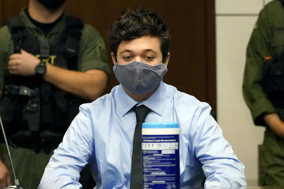 Kyle Rittenhouse sits while listening during an extradition hearing in Lake County court on October 30, 2020, in Waukegan. / Credit: Nam Y. Huh / AP