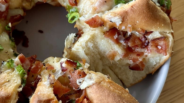 Bacon Cheddar bread on serving plate