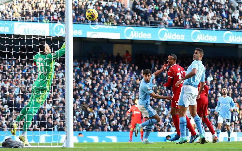 Manchester City's Ederson in action