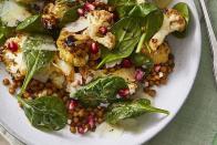 <p>Pumpkin pie spices add warmth to this easy vegetarian dinner.</p><p><em><a href="https://www.womansday.com/food-recipes/a30393899/seared-chicken-with-carrots-and-mint-almond-pesto-recipe/" rel="nofollow noopener" target="_blank" data-ylk="slk:Get the recipe for Warm Roasted Cauliflower and Spinach Salad;elm:context_link;itc:0;sec:content-canvas" class="link "><br>Get the recipe for Warm Roasted Cauliflower and Spinach Salad</a></em></p>