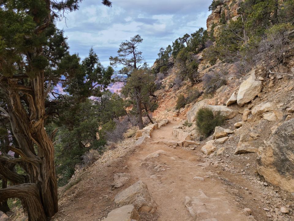 An empty trail at Grand Canyon in winter