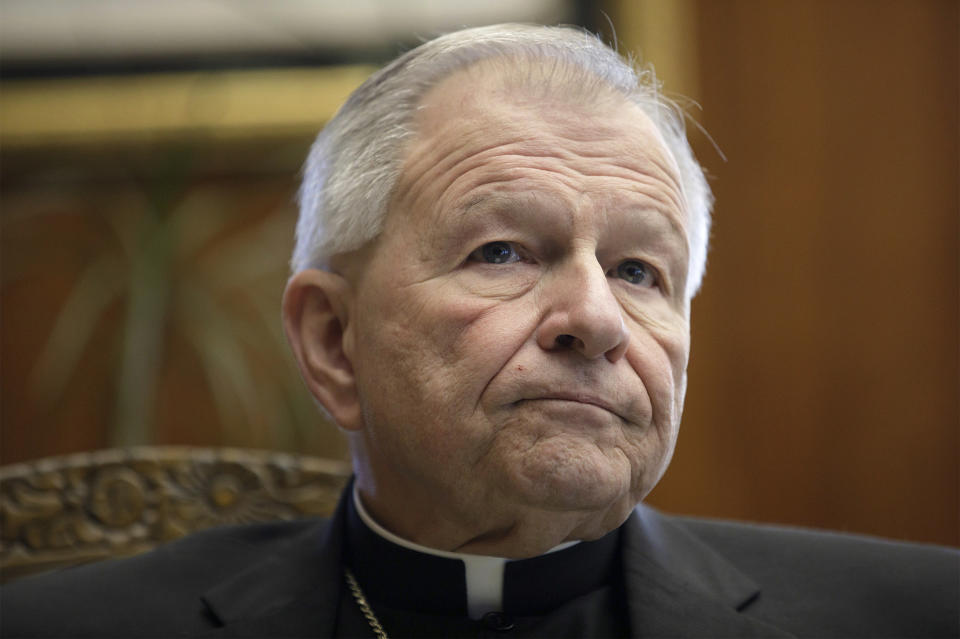 FILE - In this March 27, 2019, file photo, New Orleans Archbishop Gregory Aymond speaks during an interview at the archdiocese office in New Orleans, La. In April 2024, Louisiana State Police carried out a sweeping search warrant at the Archdiocese of New Orleans, seeking a long-secreted cache of church records and communications between local church leaders and the Vatican about the church's handling of clergy sexual abuse. (David Grunfeld/The Advocate via AP, File)