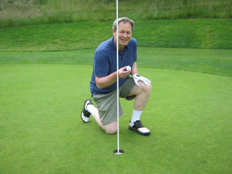 Steve Boyce, an East Bremerton High School alum and one of the best basketball players in school history, poses after a hole-in-one at Gold Mountain Golf Course in Bremerton. Boyce died in June at age 70.