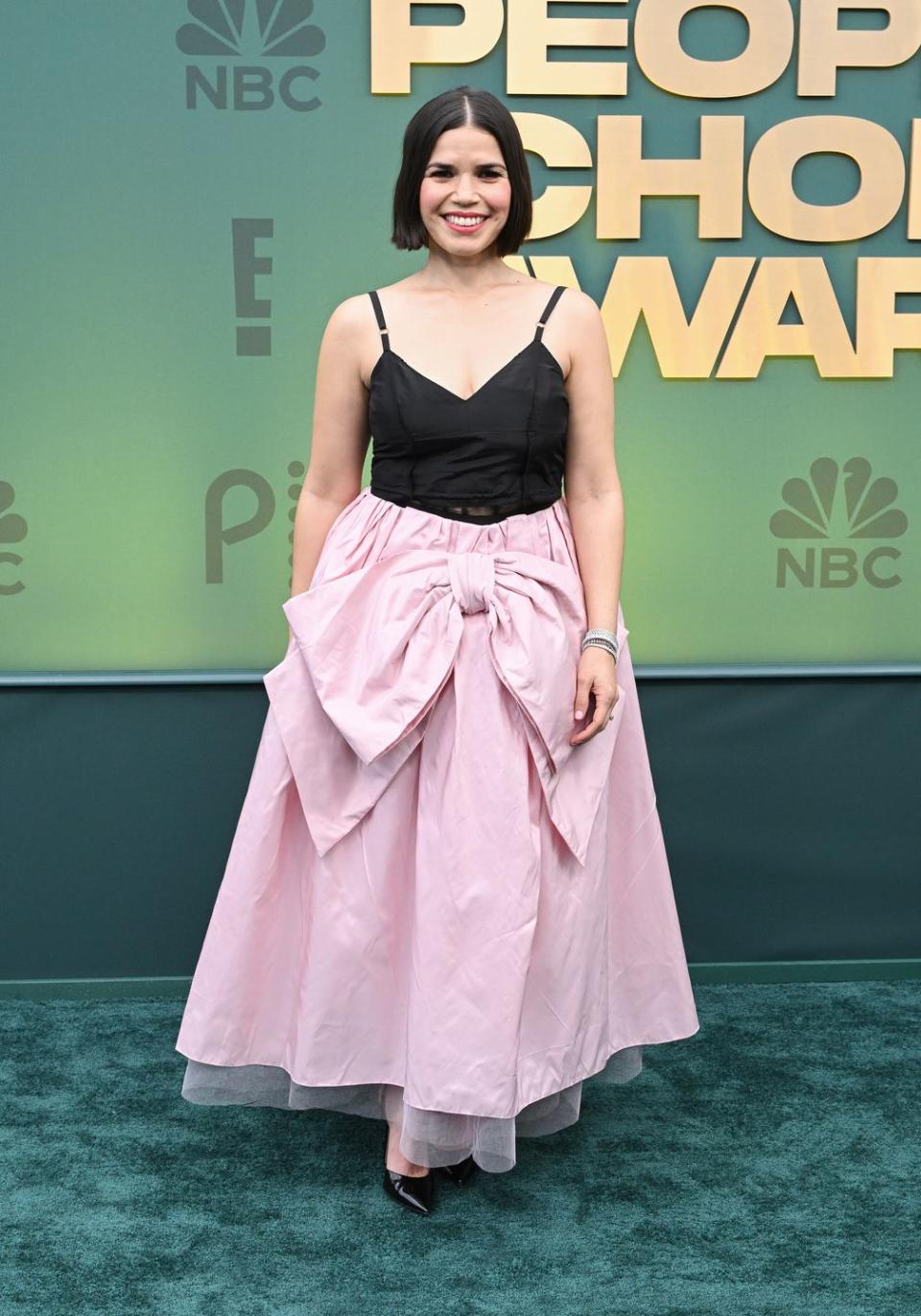 america ferrera at the peoples choice awards held at barker hangar on february 18, 2024 in santa monica, california photo by gilbert floresvariety via getty images