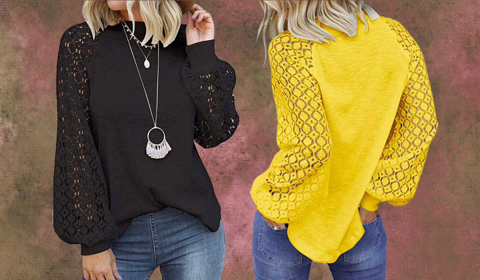 Miholl Lace Sleeve on models in black and in yellow