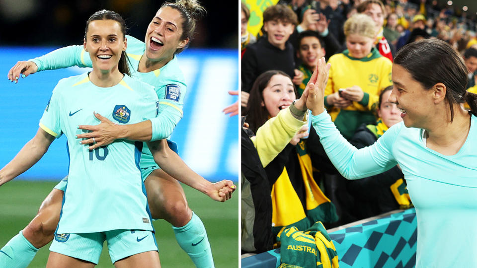 Matildas players at the Women's World Cup.