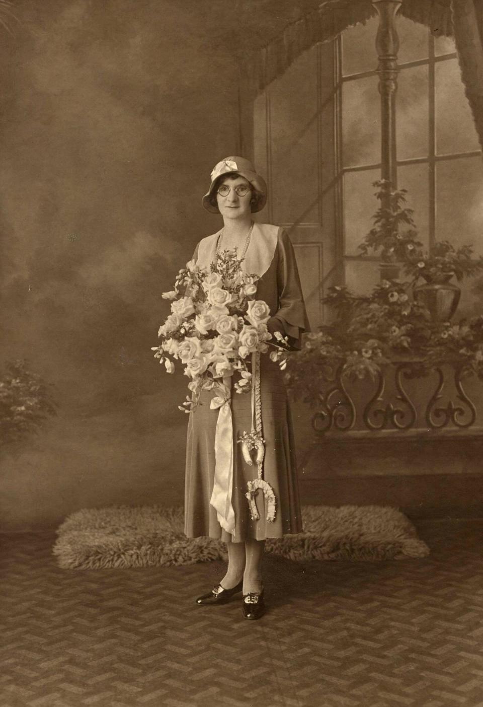 Brides used to simply wear their Sunday best to their wedding, perhaps like this bride from c1925–30. <a href="https://find.slv.vic.gov.au/permalink/61SLV_INST/1sev8ar/alma9916686813607636" rel="nofollow noopener" target="_blank" data-ylk="slk:State Library Victoria;elm:context_link;itc:0;sec:content-canvas" class="link ">State Library Victoria</a>