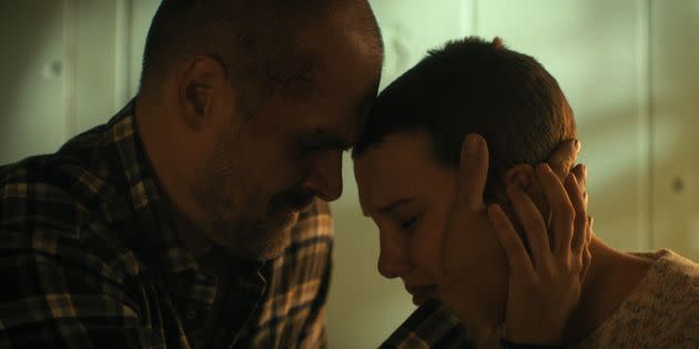 David Harbour as Jim Hopper (left) and Millie Bobby Brown as Eleven in 