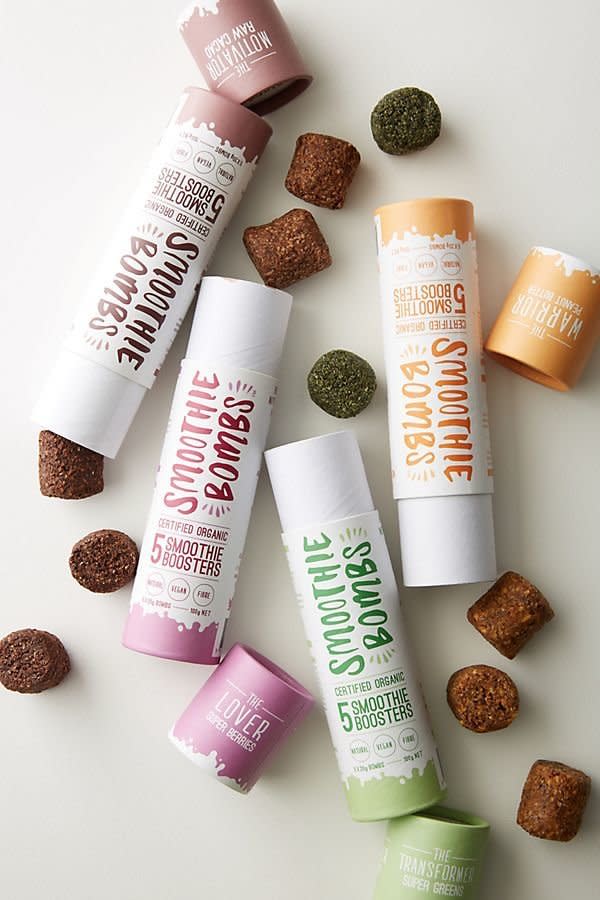 Every health-conscious mom loves a good smoothie, and these <a href="https://www.anthropologie.com/shop/nutrition-darling-smoothie-bombs?category=wellness-self-care&amp;color=031"><strong>superfood-packed smoothie bombs</strong>﻿</a> add flavor, color and extra nutrients to an already healthy liquid meal. Choose from four different flavor and ingredient combos to help her start her day out right.