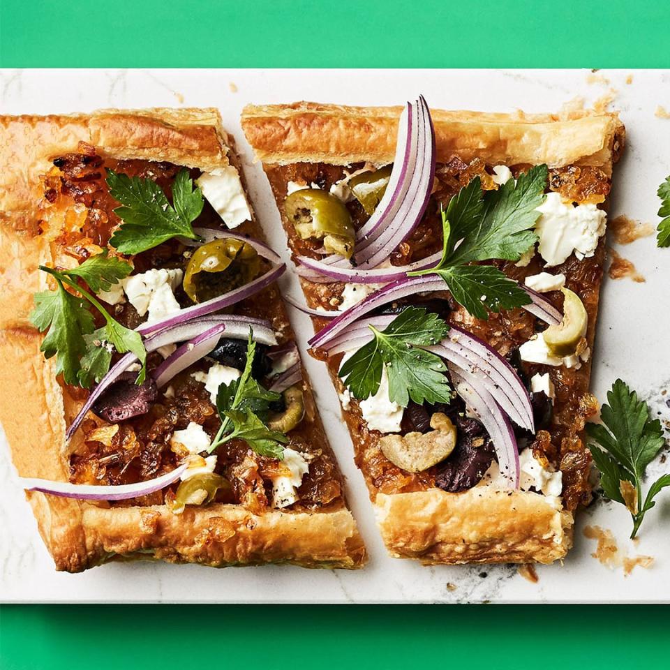 Caramelized Onion Tart With Feta & Olives