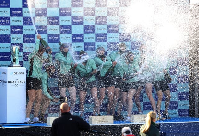 Cambridge get the party started after winning the 75th Women’s Boat Race