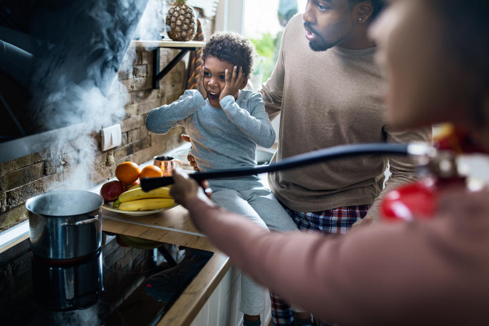 putting out a kitchen fire