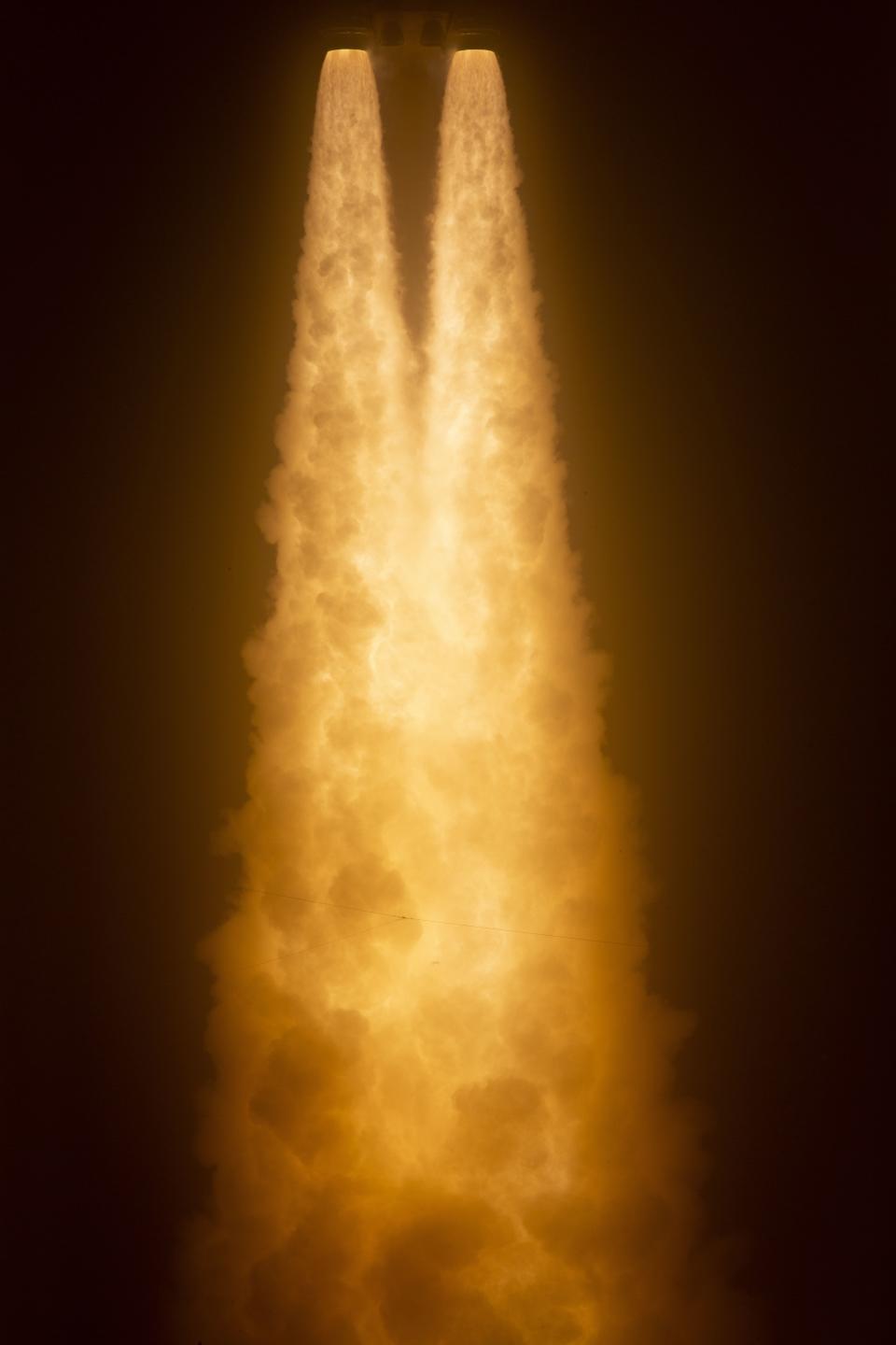 NASA's Space Launch System rocket carrying the Orion spacecraft launches on the Artemis I flight test, Wednesday, Nov. 16, 2022, from Launch Complex 39B at NASA's Kennedy Space Center in Cape Canaveral, Fla. NASA's new moon rocket blasted off on its debut flight with three test dummies aboard Wednesday, bringing the U.S. a big step closer to putting astronauts back on the lunar surface for the first time since the end of the Apollo program 50 years ago. (Joel Kowsky/NASA via AP)