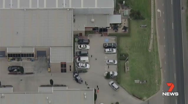 Since Thursday morning, the former officer's family had been desperately searching for their son around the Braeside factory, convinced he was trapped inside. Picture: 7 News