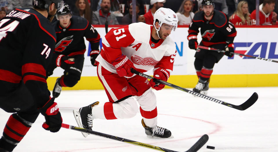 Monday night’s game against Carolina provided a ridiculous example of Detroit’s scoring struggles this season. (Photo by Gregory Shamus/Getty Images)