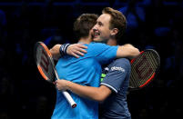 Tennis - ATP World Tour Finals - The O2 Arena, London, Britain - November 19, 2017 Finland's Henri Kontinen and Australia's John Peers celebrate winning the doubles final against Poland's Lukasz Kubot and Brazil's Marcelo Melo Action Images via Reuters/Tony O'Brien