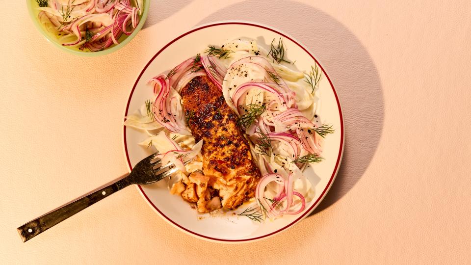 Pastrami Salmon With Fennel Slaw